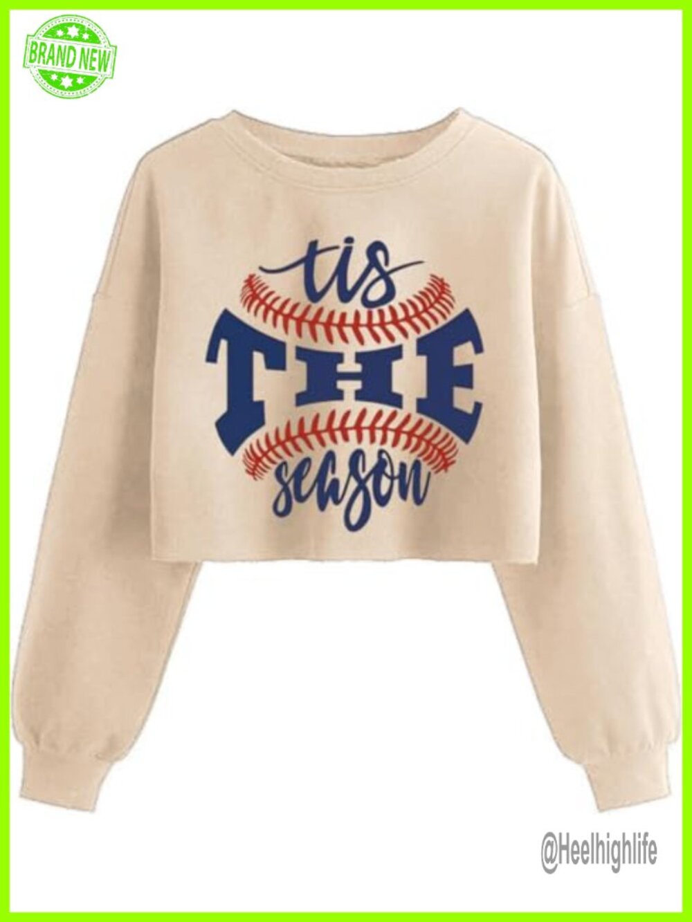 Womens Game Day Crop Sweatshirt Lantern Sleeve Pullover Baseball Mom